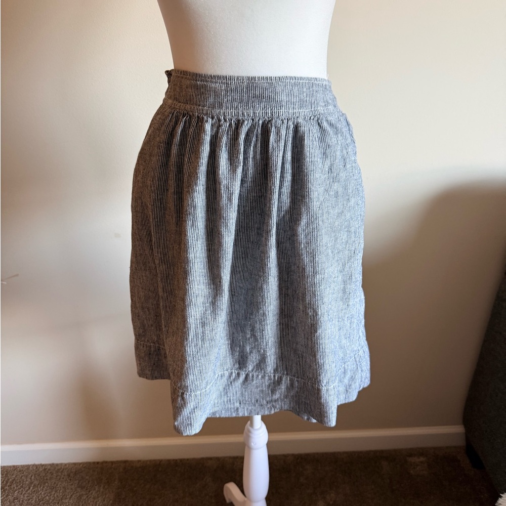 Eileen fisher blue/white stripe hemp/cotton blend skirt sz xs